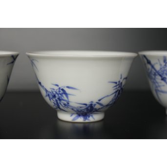 初代 三浦竹泉 青華漢詩竹図 茶器 茶瓶 急須　P033 