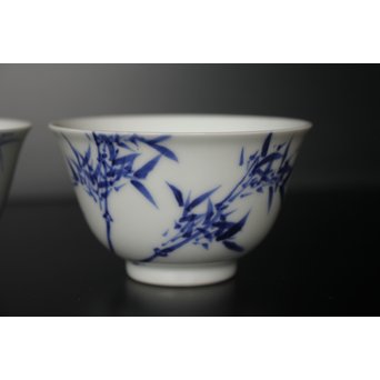 初代 三浦竹泉 青華漢詩竹図 茶器 茶瓶 急須　P033 