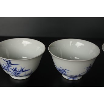 初代 三浦竹泉 青華漢詩竹図 茶器 茶瓶 急須　P033 