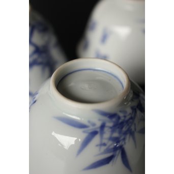 初代 三浦竹泉 青華漢詩竹図 茶器 茶瓶 急須　P033 