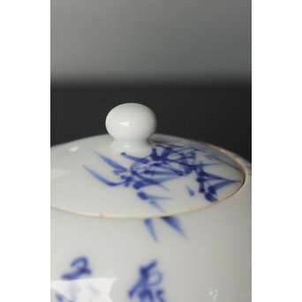 初代 三浦竹泉 青華漢詩竹図 茶器 茶瓶 急須　P033 