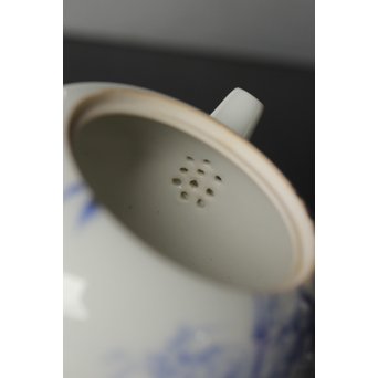 初代 三浦竹泉 青華漢詩竹図 茶器 茶瓶 急須　P033 