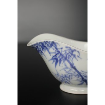 初代 三浦竹泉 青華漢詩竹図 茶器 茶瓶 急須　P033 