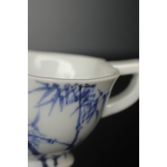 初代 三浦竹泉 青華漢詩竹図 茶器 茶瓶 急須　P033 