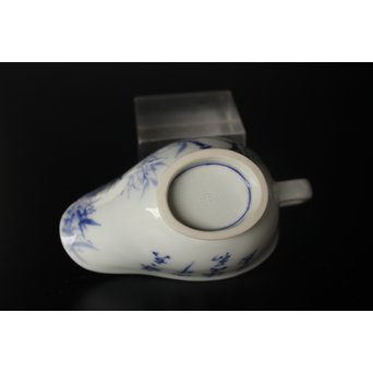 初代 三浦竹泉 青華漢詩竹図 茶器 茶瓶 急須　P033 