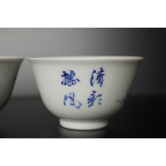 初代 三浦竹泉 青華漢詩竹図 茶器 茶瓶 急須　P033 