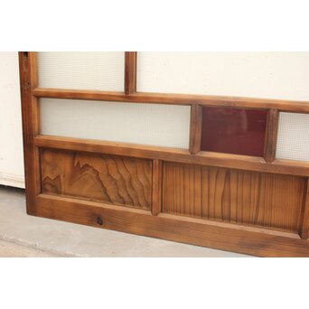 プレスと色ガラスの小型ガラス戸/窓 2枚1組　GD1161 