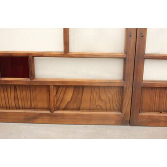 プレスと色ガラスの小型ガラス戸/窓 2枚1組　GD1161 