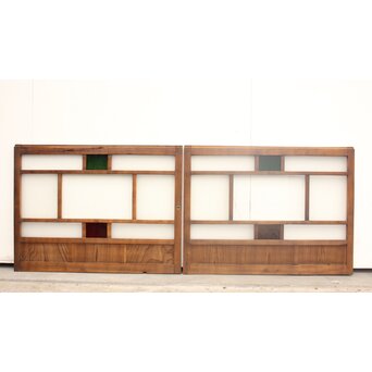 プレスと色ガラスの小型ガラス戸/窓 2枚1組　GD1161 ここから背面