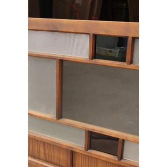 プレスと色ガラスの小型ガラス戸/窓 2枚1組　GD1161 中央はクリアガラス　その他はプレスガラス