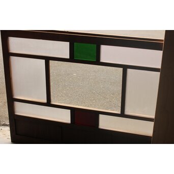 プレスと色ガラスの小型ガラス戸/窓 2枚1組　GD1161 