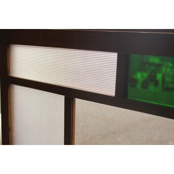 プレスと色ガラスの小型ガラス戸/窓 2枚1組　GD1161 