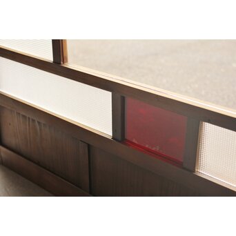 プレスと色ガラスの小型ガラス戸/窓 2枚1組　GD1161 