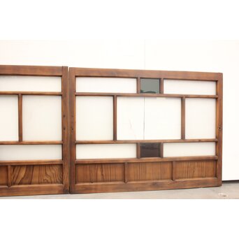 プレスと色ガラスの小型ガラス戸/窓 2枚1組　GD1161 