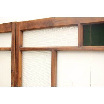 プレスと色ガラスの小型ガラス戸/窓 2枚1組　GD1161 