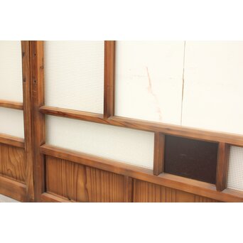 プレスと色ガラスの小型ガラス戸/窓 2枚1組　GD1161 