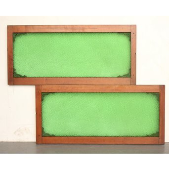 大判ダイア緑色ガラス欄間/明り取り 2枚1組　R2293 