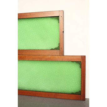 大判ダイア緑色ガラス欄間/明り取り 2枚1組　R2293 