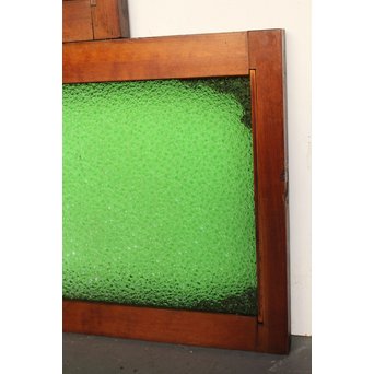 大判ダイア緑色ガラス欄間/明り取り 2枚1組　R2293 