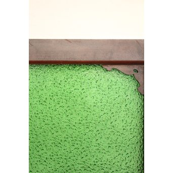 大判ダイア緑色ガラス欄間/明り取り 2枚1組　R2293 