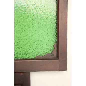 大判ダイア緑色ガラス欄間/明り取り 2枚1組　R2293 