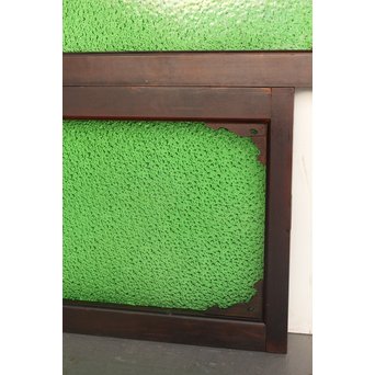 大判ダイア緑色ガラス欄間/明り取り 2枚1組　R2293 