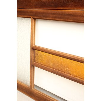 黄色ガラス明り取り/欄間 2枚1組　R2303 