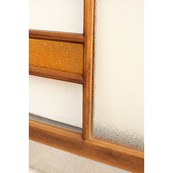 黄色ガラス明り取り/欄間 2枚1組　R2303 