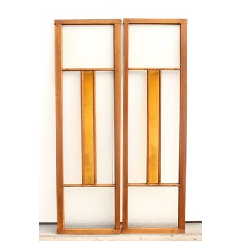 黄色ガラス明り取り/欄間 2枚1組　R2303 