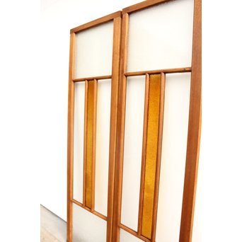 黄色ガラス明り取り/欄間 2枚1組　R2303 