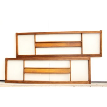 黄色ガラス明り取り/欄間 2枚1組　R2303