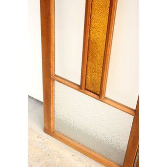 黄色ガラス明り取り/欄間 2枚1組　R2303 