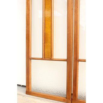 黄色ガラス明り取り/欄間 2枚1組　R2303 