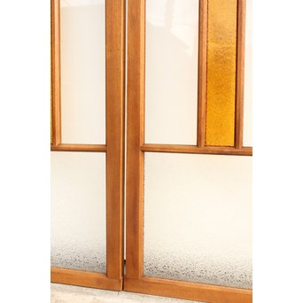 黄色ガラス明り取り/欄間 2枚1組　R2303 