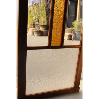 黄色ガラス明り取り/欄間 2枚1組　R2303 