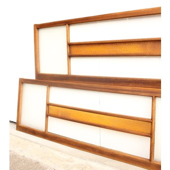 黄色ガラス明り取り/欄間 2枚1組　R2303 