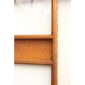 黄色ガラス明り取り/欄間 2枚1組　R2303 