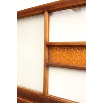 黄色ガラス明り取り/欄間 2枚1組　R2303 