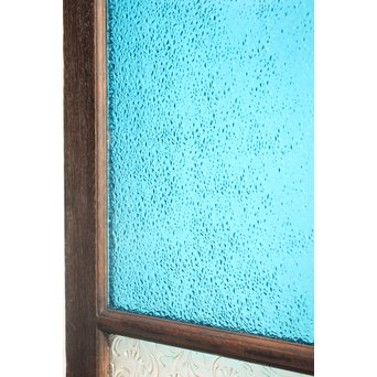 稀少 大判ダイア水色ガラスの明り取り/欄間 2枚1組　R2304 