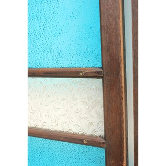 稀少 大判ダイア水色ガラスの明り取り/欄間 2枚1組　R2304 