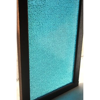 稀少 大判ダイア水色ガラスの明り取り/欄間 2枚1組　R2304 