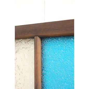 稀少 大判ダイア水色ガラスの明り取り/欄間 2枚1組　R2304 