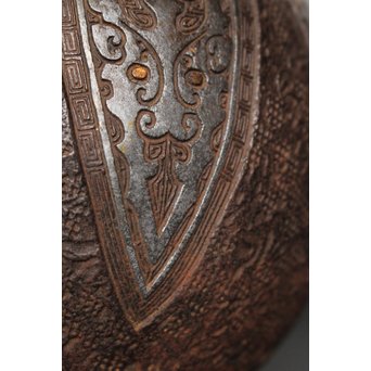 金龍堂大國/大国造 特別底款 日ノ丸形象嵌入饕餮紋鉄瓶　M047 