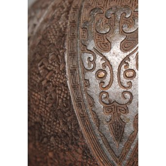 金龍堂大國/大国造 特別底款 日ノ丸形象嵌入饕餮紋鉄瓶　M047 