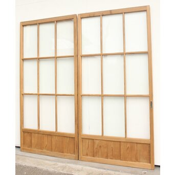 9分割 白木クリアガラス戸 2枚1組　GD1169 