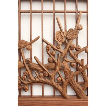 神代杉と神代欅の書院欄間 5枚1組　R2306Y 