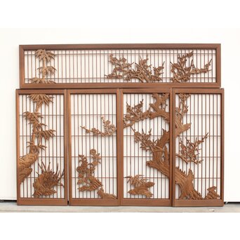 神代杉と神代欅の書院欄間 5枚1組　R2306Y