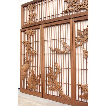 神代杉と神代欅の書院欄間 5枚1組　R2306Y 