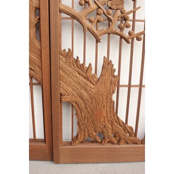 神代杉と神代欅の書院欄間 5枚1組　R2306Y 