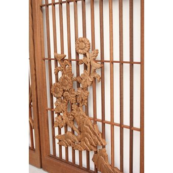 神代杉と神代欅の書院欄間 5枚1組　R2306Y 